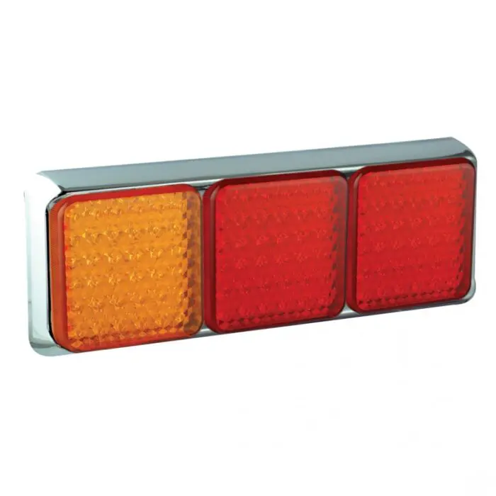 LED 3 delt kombinationsbaglygte krom