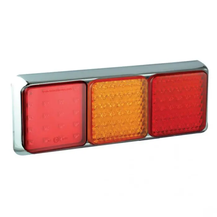 LED 3 delt kombinations baglygte krom