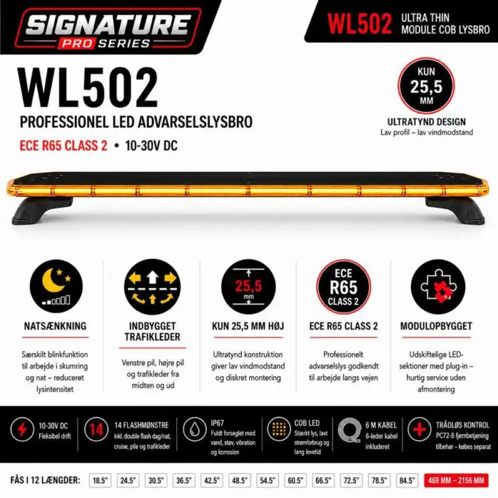 KL serie Led Blitz advarsels lysbro 1388 mm lysbar med natsænkning