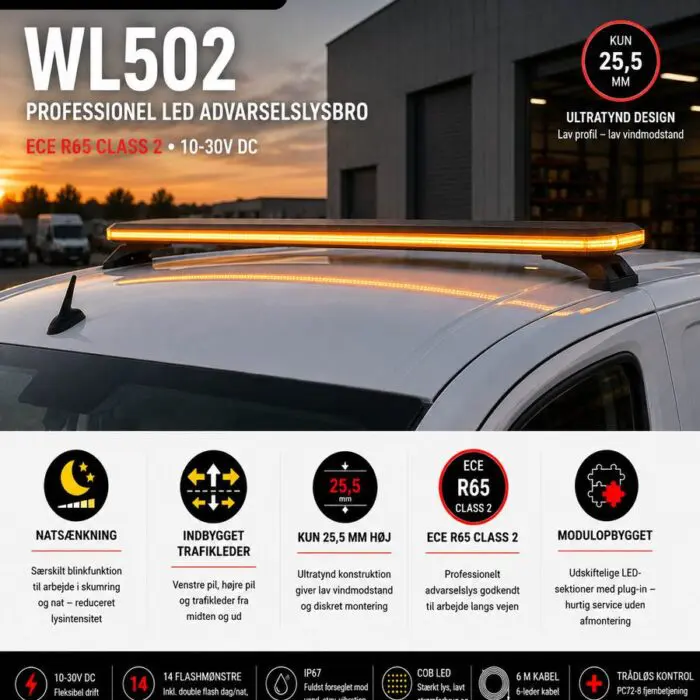 Alternative view of KL serie Led Blitz advarsels lysbro 1388 mm lysbar med natsænkning