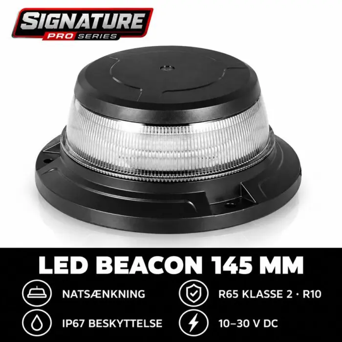 LED Beacon 145mm m. hvidt glas og natsænkning