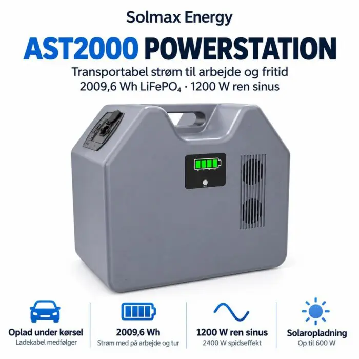 SOLMAX Bærbar power station 2208Wh/1200W