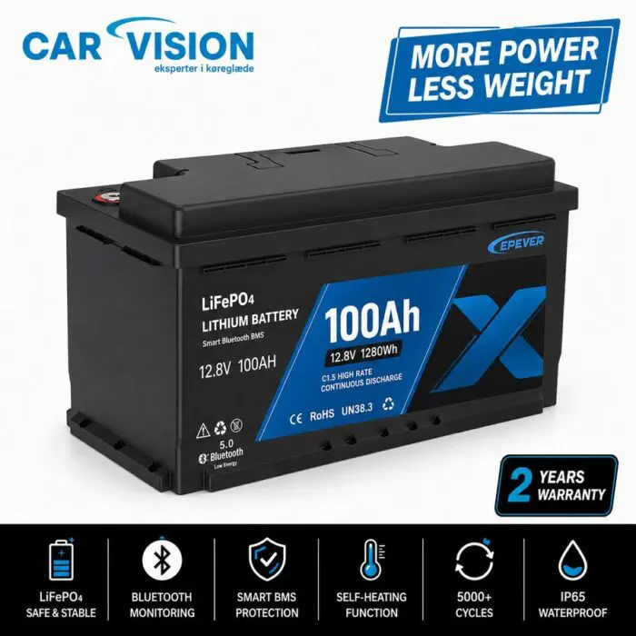 Epever lithium Batteri LZ 100Ah BMS150A varme og Bluetooth