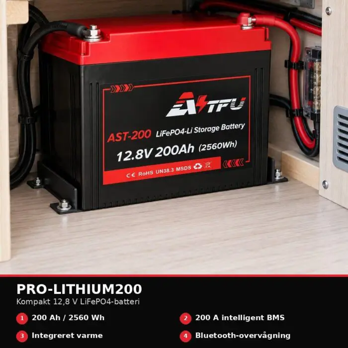 Alternative view of PRO-LITHIUM200 12,8V 200Ah LiFePO4-batteri med varme og Bluetooth