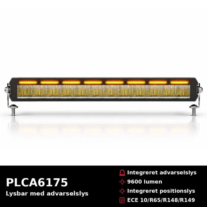 LED-lysbar 587mm med advarselslys – 9600 lumen