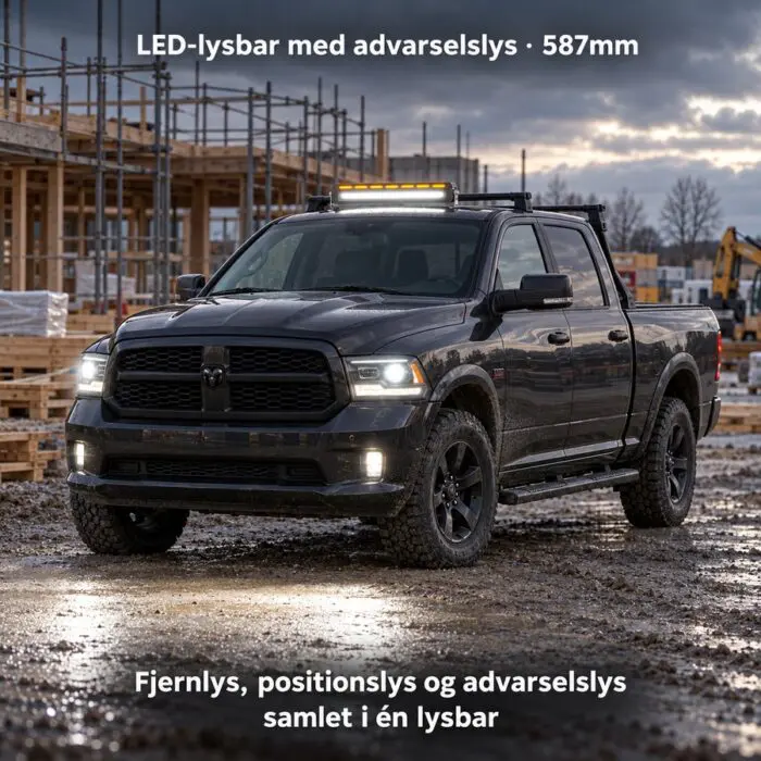 Alternative view of LED-lysbar 587mm med advarselslys – 9600 lumen
