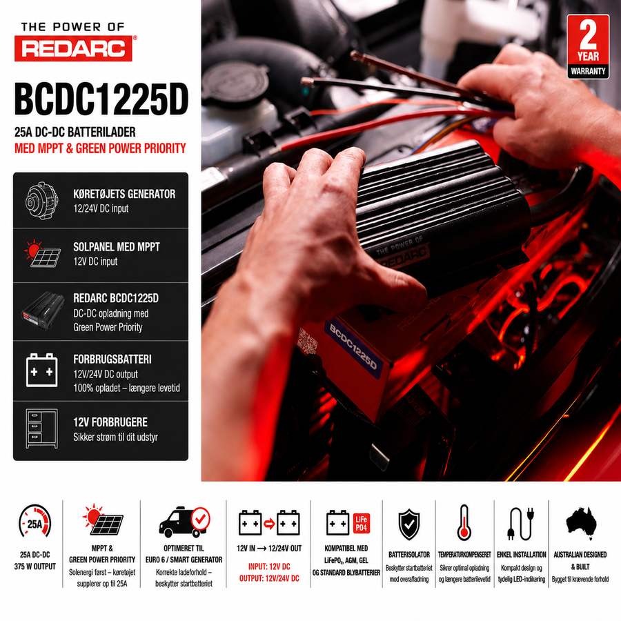 REDARC Dc-Dc step up 25A lader med solar - Billede 2