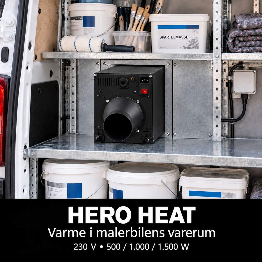 Hero Elektrisk luftvarmer 1500 watt bil & fritid drivhus - Billede 2