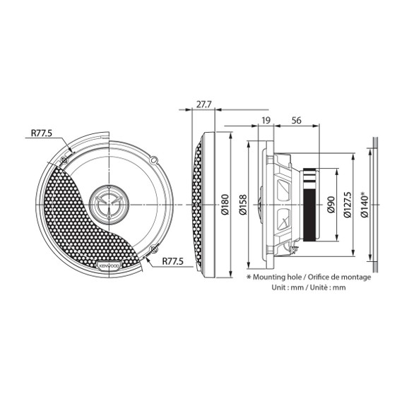 Kenwood KFC-X1741 2 vejs 240W højttalersæt - Billede 3